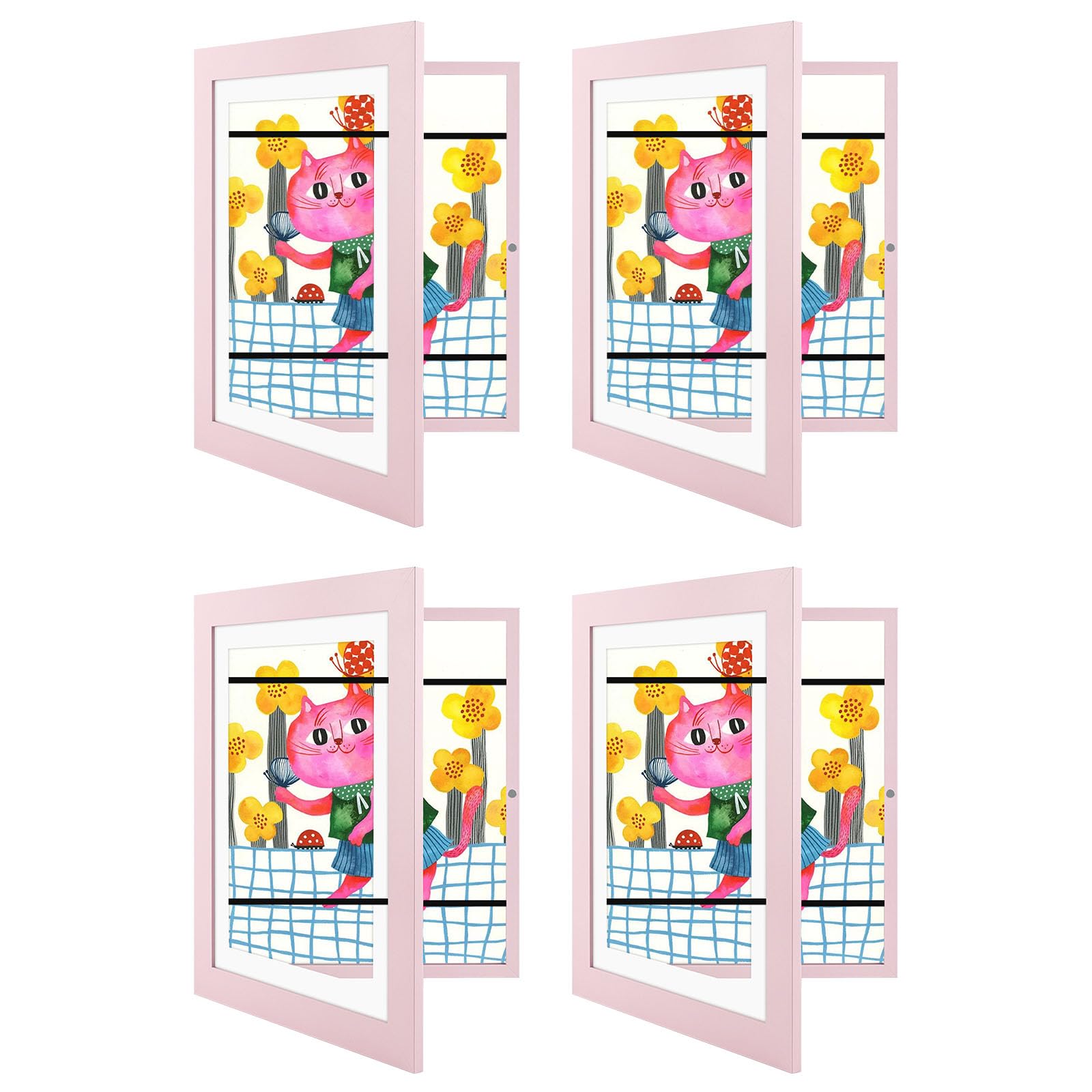 4 Pack 10x12.5 Front-Opening Kids Artwork Frames Changeable (Light Pink)