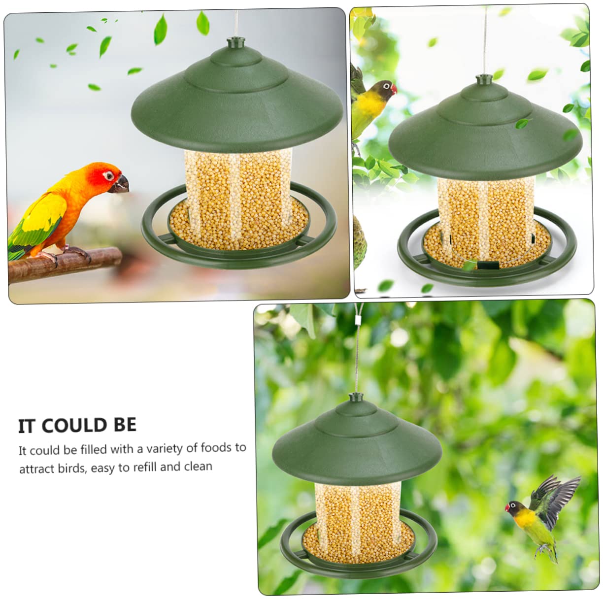 2 Pz Mangiatoia Per Uccelli Animale Domestico Alimentazione Gazebo Ornamenti Da Appendere Al Giardino Distributore Automatico Di Acqua Potabile Corvo Foraggio Kit Plastica