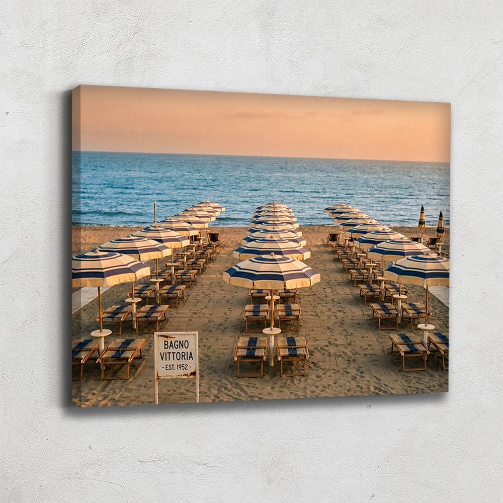 Alessio Cacciatore Quadro da spiaggia in sabbia – Poster decorativo da parete con tramonto, stampa su tela, paesaggio naturale, quadro di bordo del mare, grande formato, cornice decorativa da parete