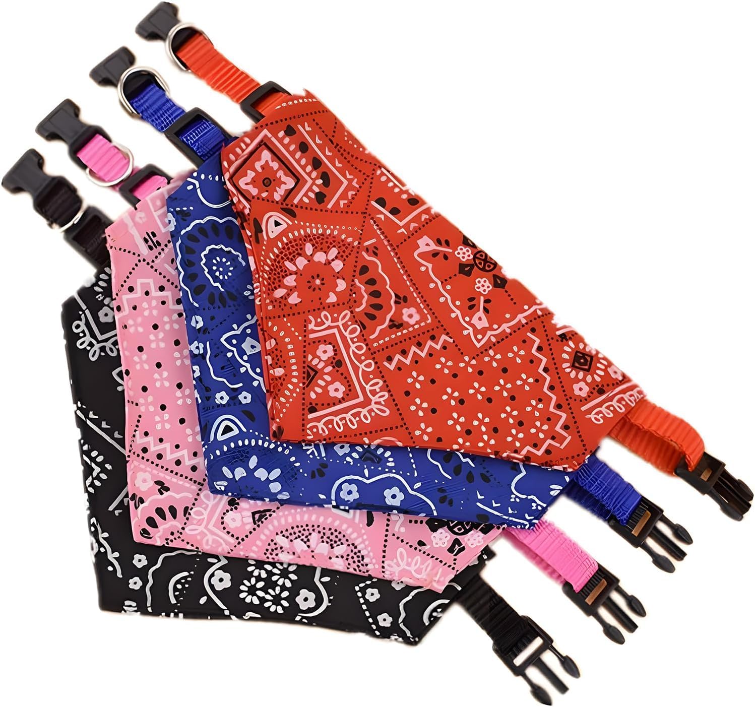 X spring Dog Bandana, 4 PCS Scarf Collar Triangle Towel, Washable Cute Soft Cotton Puppy Pet Bandana, Adjustable Dog Bandana Collar, Suitable for Small Medium Large Girl Boy Pup Pet