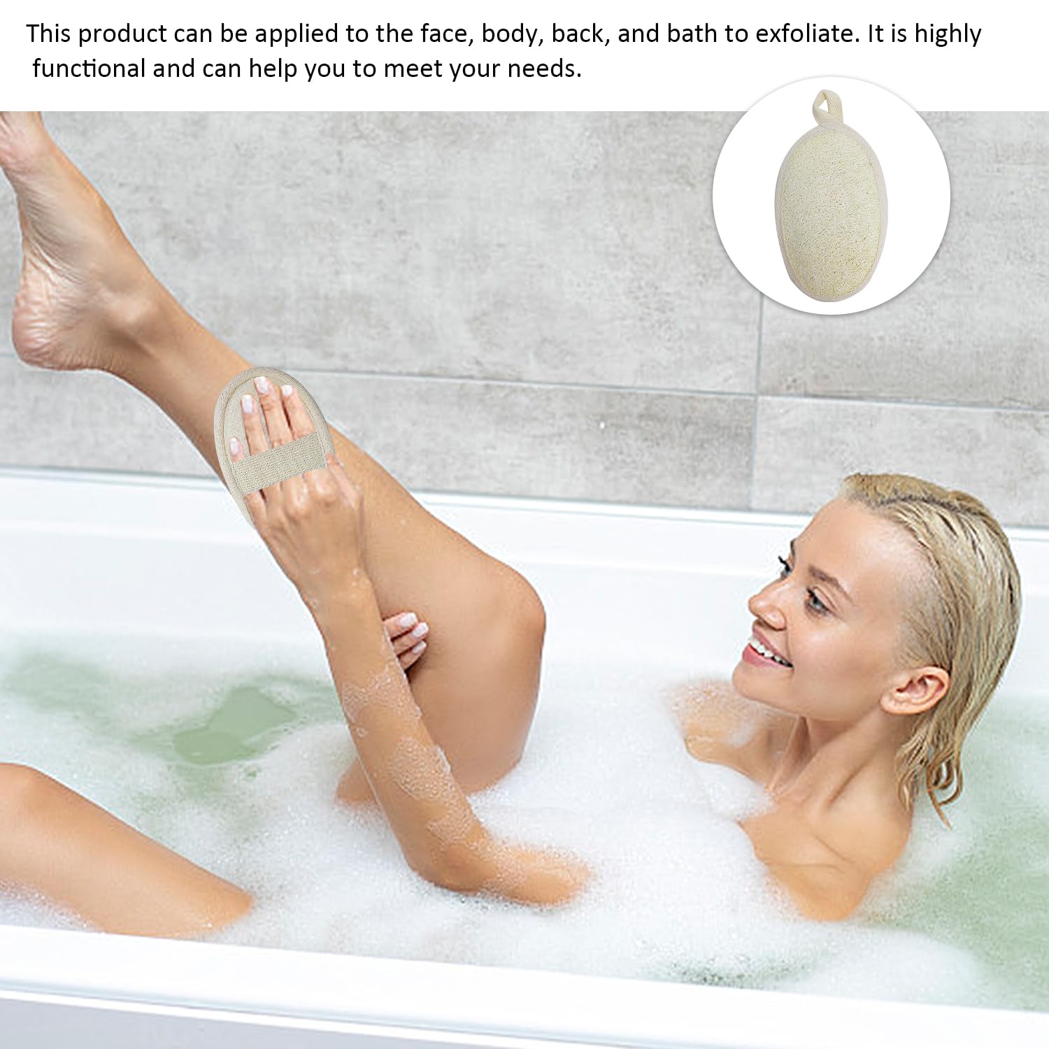 Lot de 5 serviettes de bain en luffa beige avec 1 sac de rangement pour le bain et le bain pour adultes