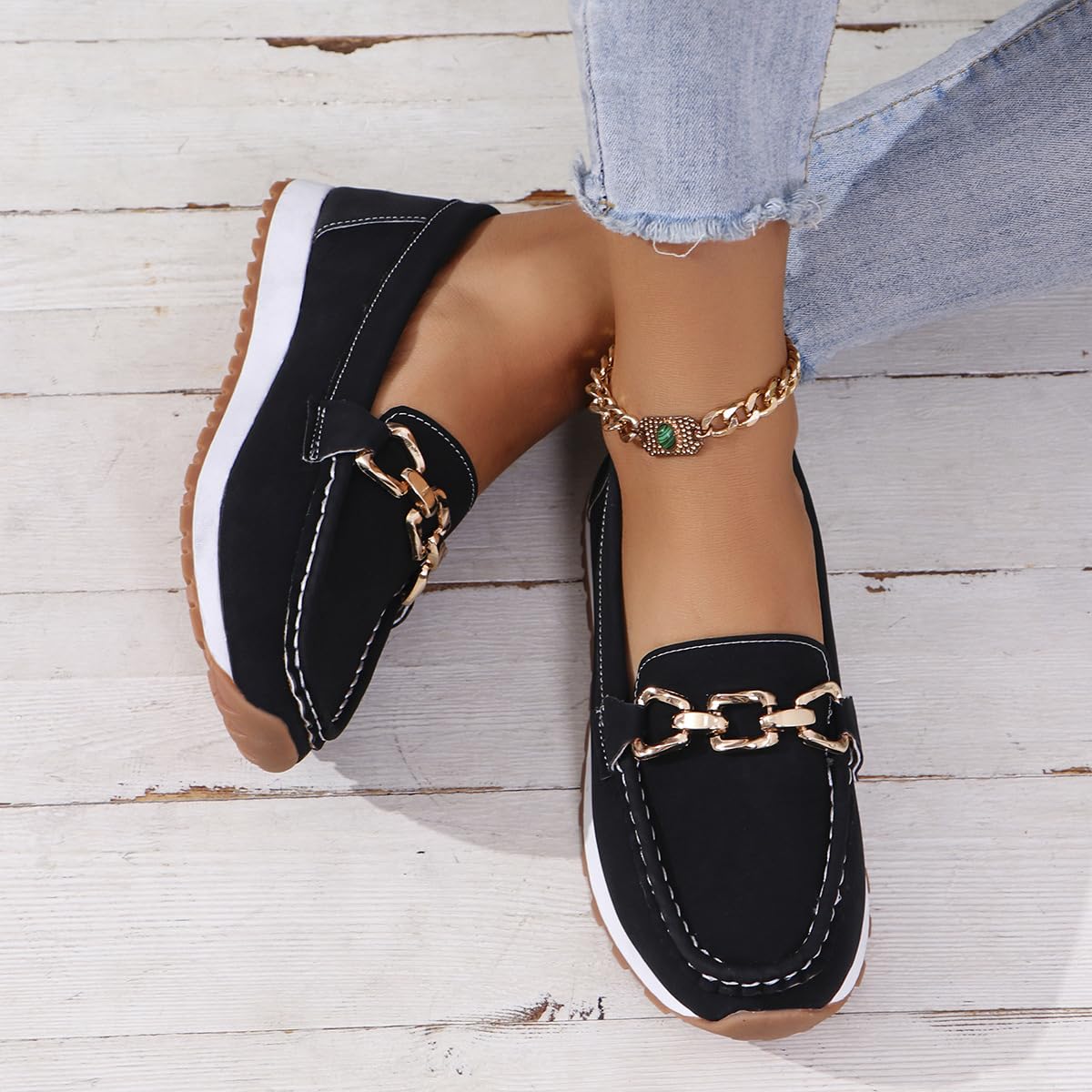 shownicer Mocassins Femme Confortables Plateforme Orthopédiques Loafers Decontracte Légères Chaussures