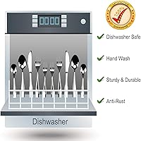 Vista 6 de Juego de cubiertos de acero inoxidable, 20 piezas, para 4 personas, incluye cuchillo, tenedor, cuchara, pulido con espejo, apto para lavavajillas