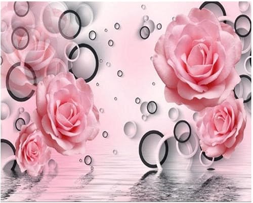 Adhesivo mural personalizado grande 3D papel tapiz de pared para sala de estar rosas decoración de pared de TV pintura 3D papel de parede tapiz de