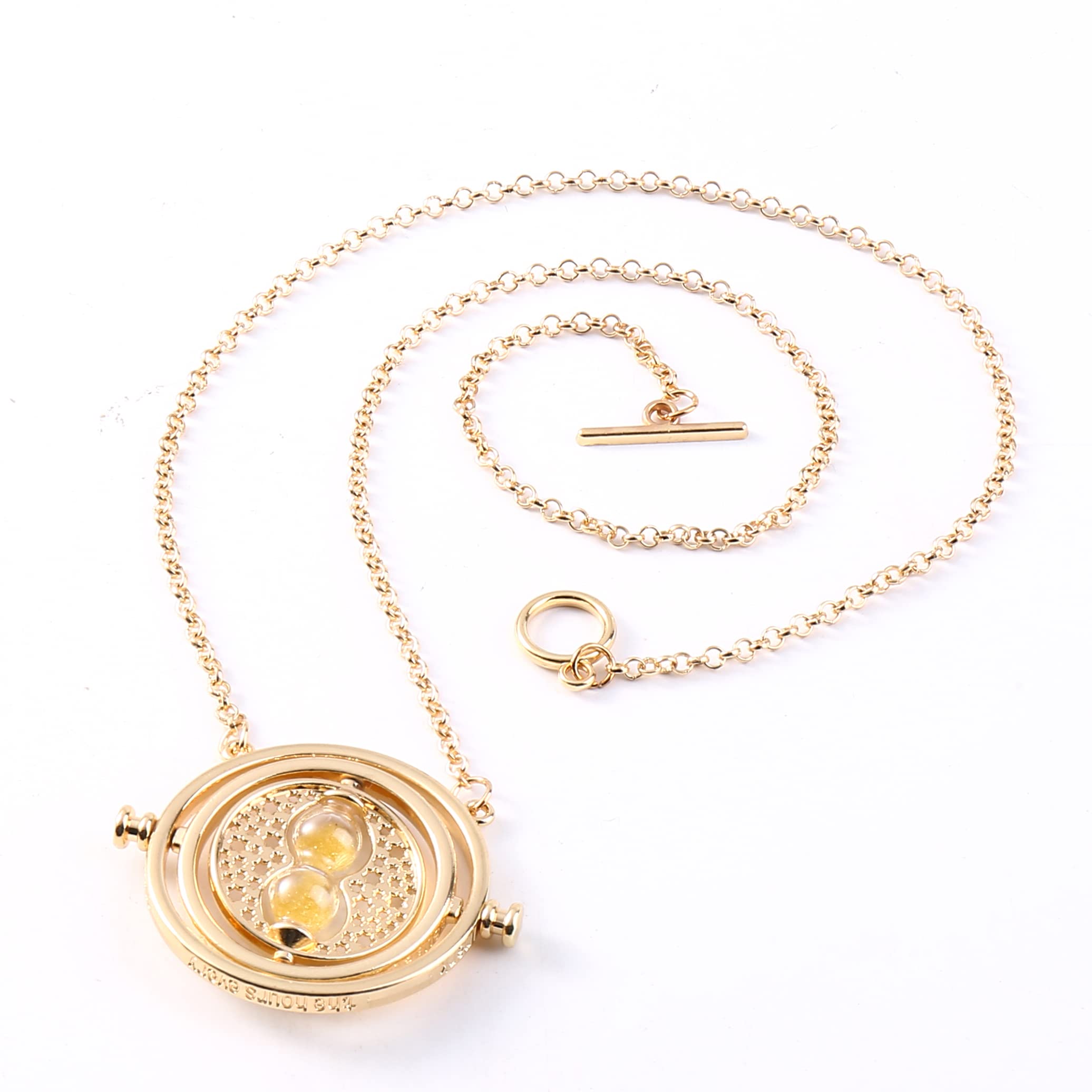 UTTER Collier Sablier Retourneur de Temps Hermione Pendentif Sablier Rotatif 360 Degrés pour Enfant Femme Homme (B)