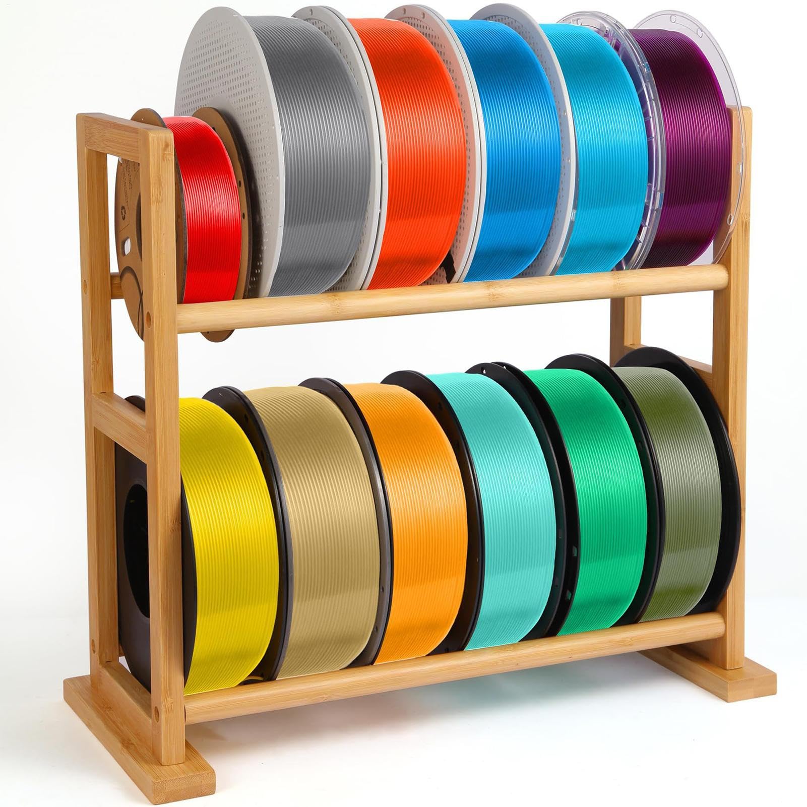 3D-Drucker-Filament-Aufbewahrungsregal, Spulenrollhalterung, 2-stöckiges Schreibtisch-Organisationsregal für Werkstatt, Labor, Verbrauchsmaterial-Management, Druckzubehör