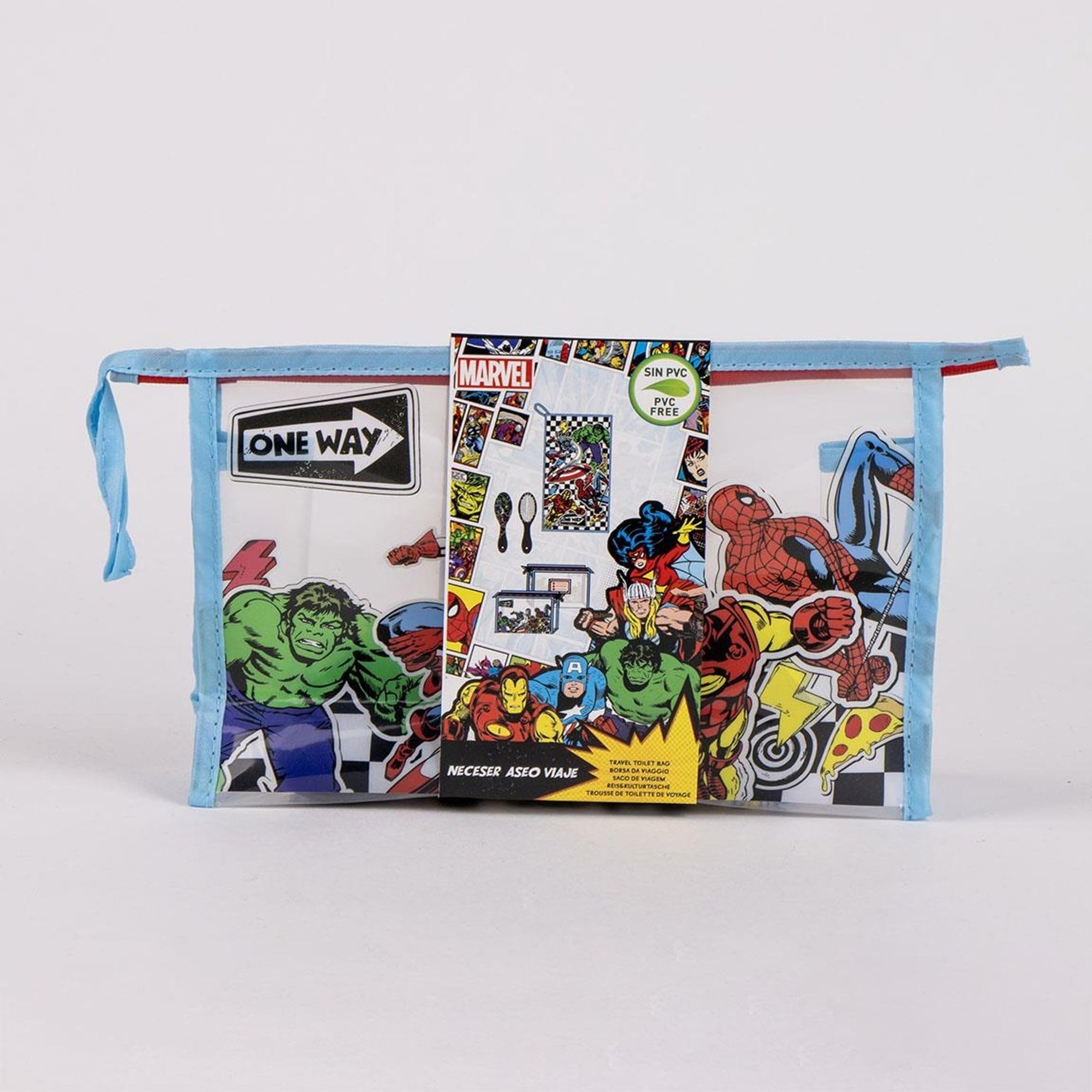 Set di spazzole per capelli per bambini Marvel Avengers con asciugamano e custodia trasparente - Borsa per la cura personale Avengers e accessori originali dei supereroi