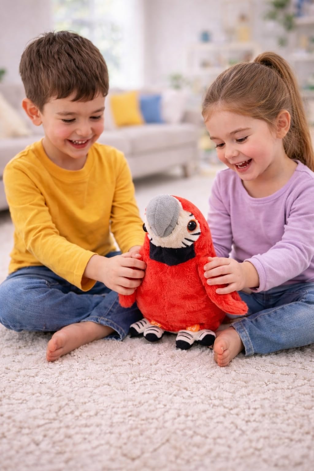 Talking and Dancing Parrot Toy, Mimics Voice, Flapping Wings, Plays Music, Preloaded Songs,Interactive Learning Educational Gift for Boys & Girls, 23x10 Cm (red)-image-10