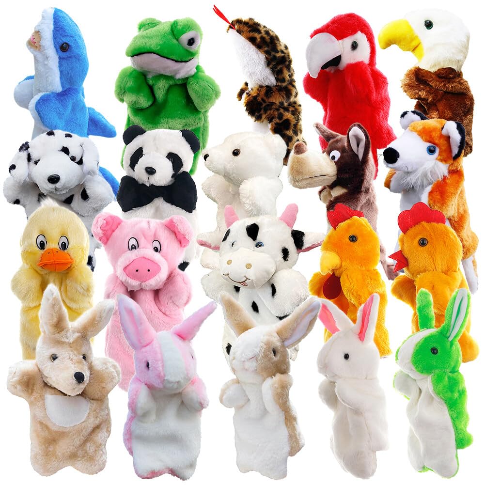 LICHENGTAI Marionnettes à Main Animaux pour Enfant, Jouets Animaux en Peluche Douce, Marionnettes Animaux De Théâtre Interactif Marionnettes à Main Jeu De RôLe pour Garçons Et Filles - 4