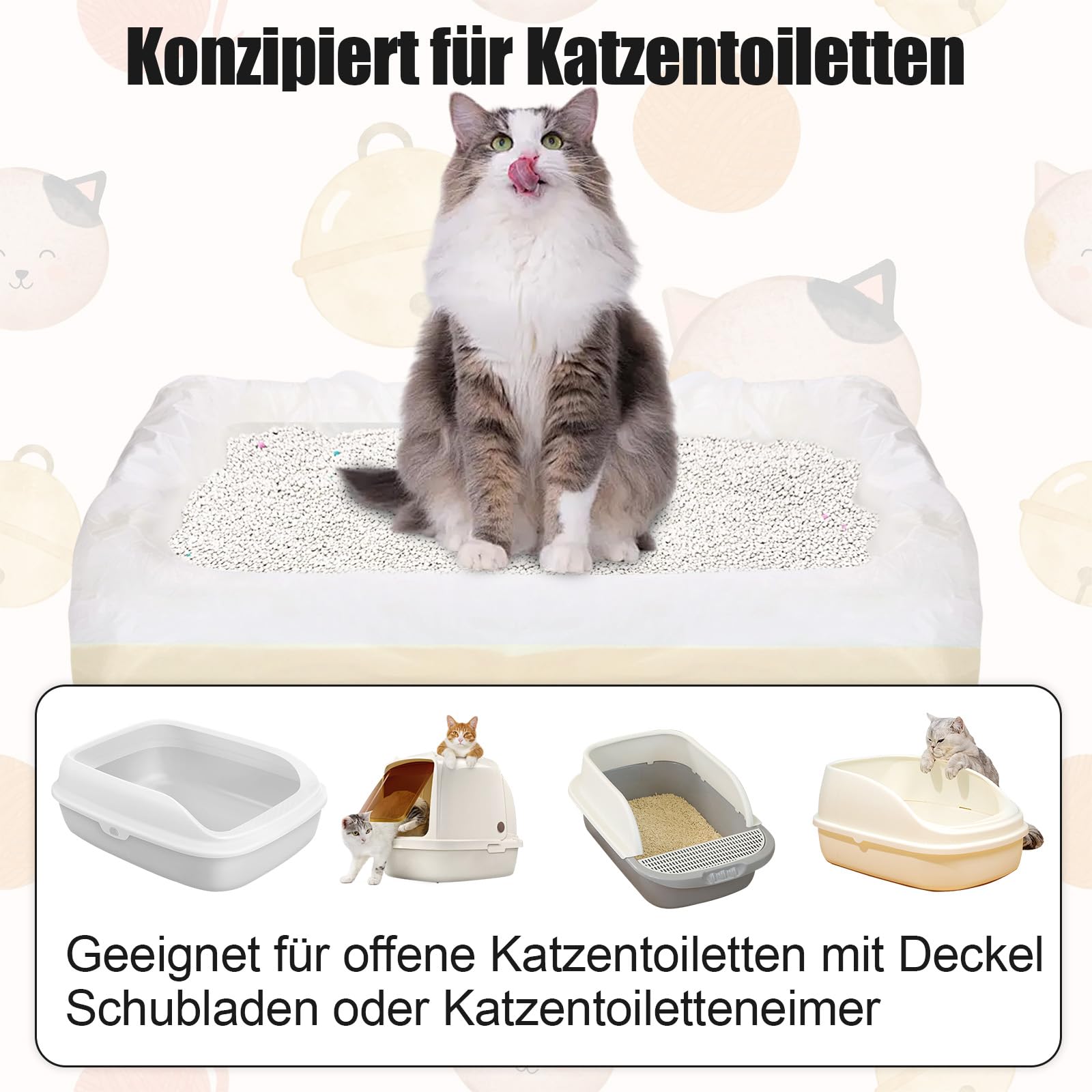 20 sacchetti per lettiera per gatti, sacchetti per lettiera per gatti, con cordino, sacchetti igienici, per lettiera per gatti, XXL, resistenti agli strappi, durevoli (79 x 45 cm)
