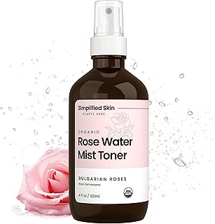Rose Water Spray for Face & Hair – Pure USDA Organic Rosewater Toner – Refreshing Mist for Skin Care, Makeup & Locs – Natural Rose Scent, 4 Oz