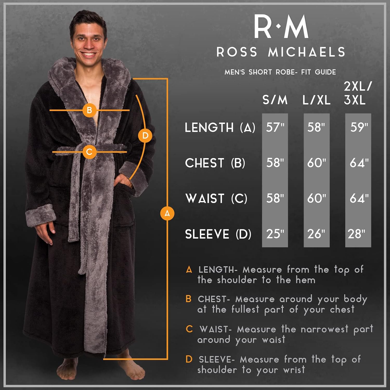 Ross Michaels Mens Luxury Robe Hooded Big and Tall - Long Plush Fleece Bath Robe with Hood and Pockets- Gift Men and Teens - Image 3