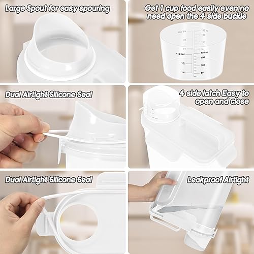 Miniatura 11 de Contenedor de almacenamiento de 5 a 7 libras, recipientes portátiles para alimentos para mascotas con boquilla grande y taza mejoradas, dispensador