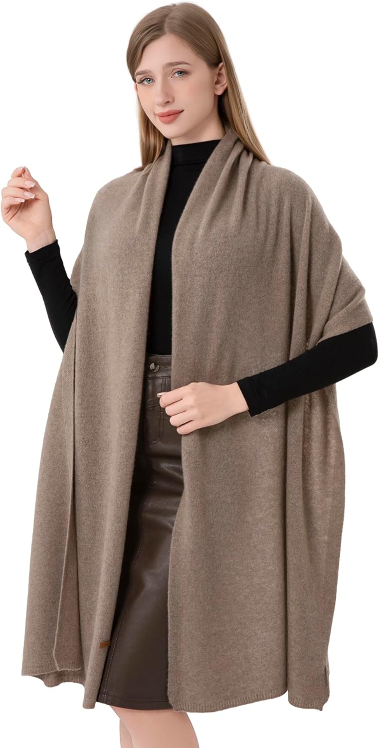 100% Cashmere Wrap Warm Soft Knitted Scarf Stole for Women Airplane Travel Blanket 87x28 in Extra Large Pashmina - Image 2