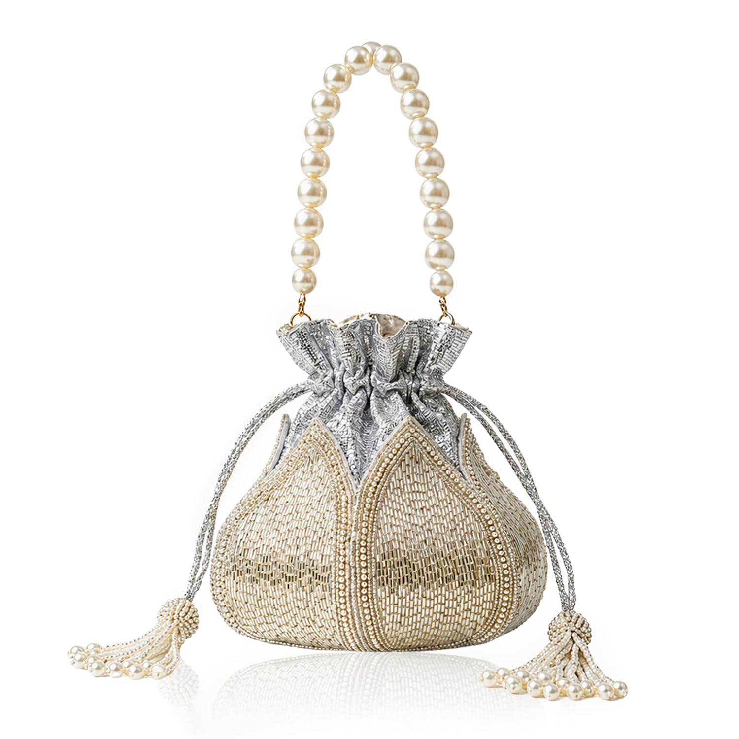 Royal Silver Pearl Potli-image-14