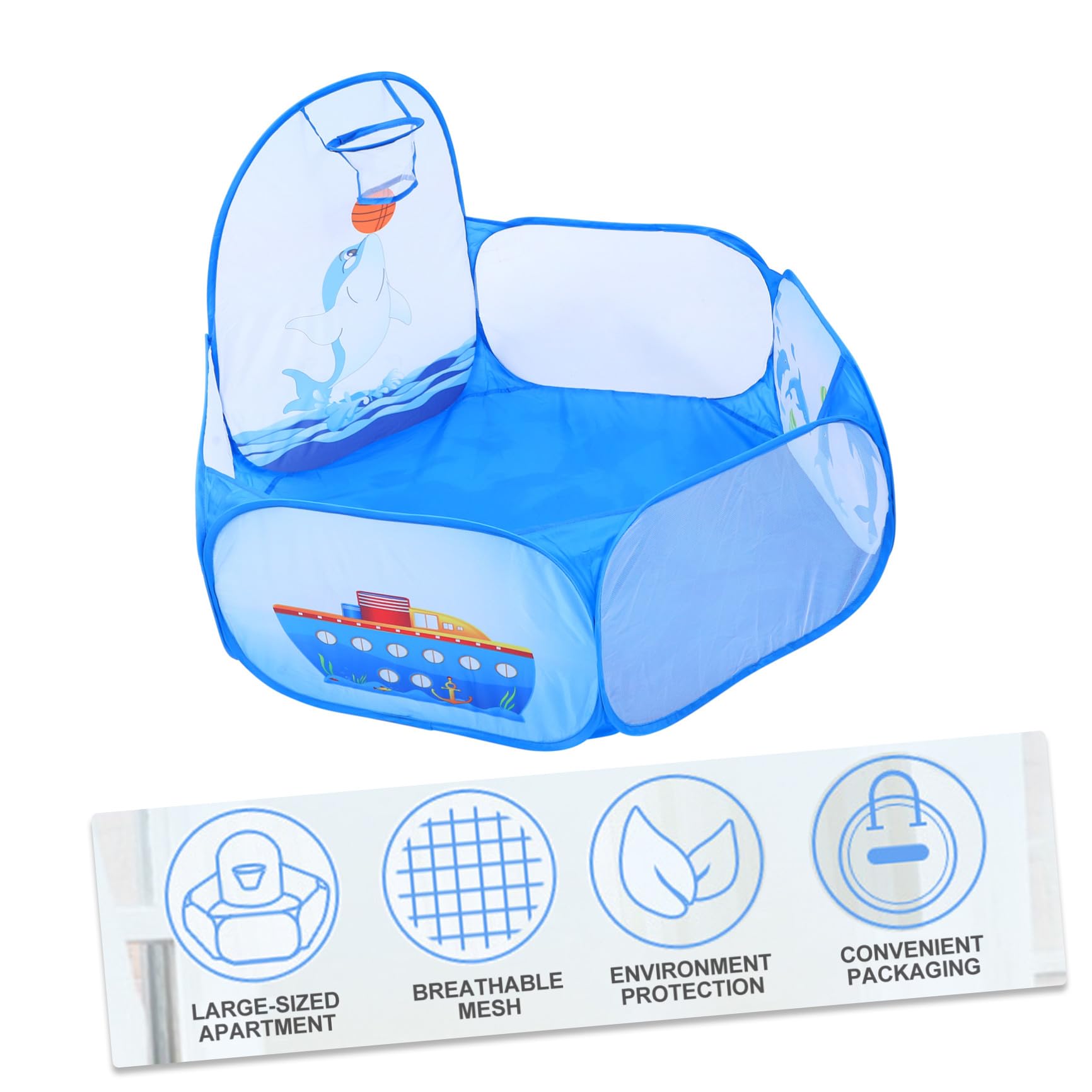 Piscina Giochi Delfino per Bambini in Poliestere Blu