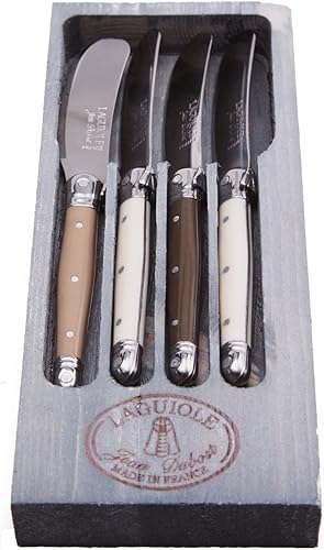 Miniatura 2 de (D) Laguiole hecho a mano francés 4 esparcidores en caja de madera vintage (rojo)