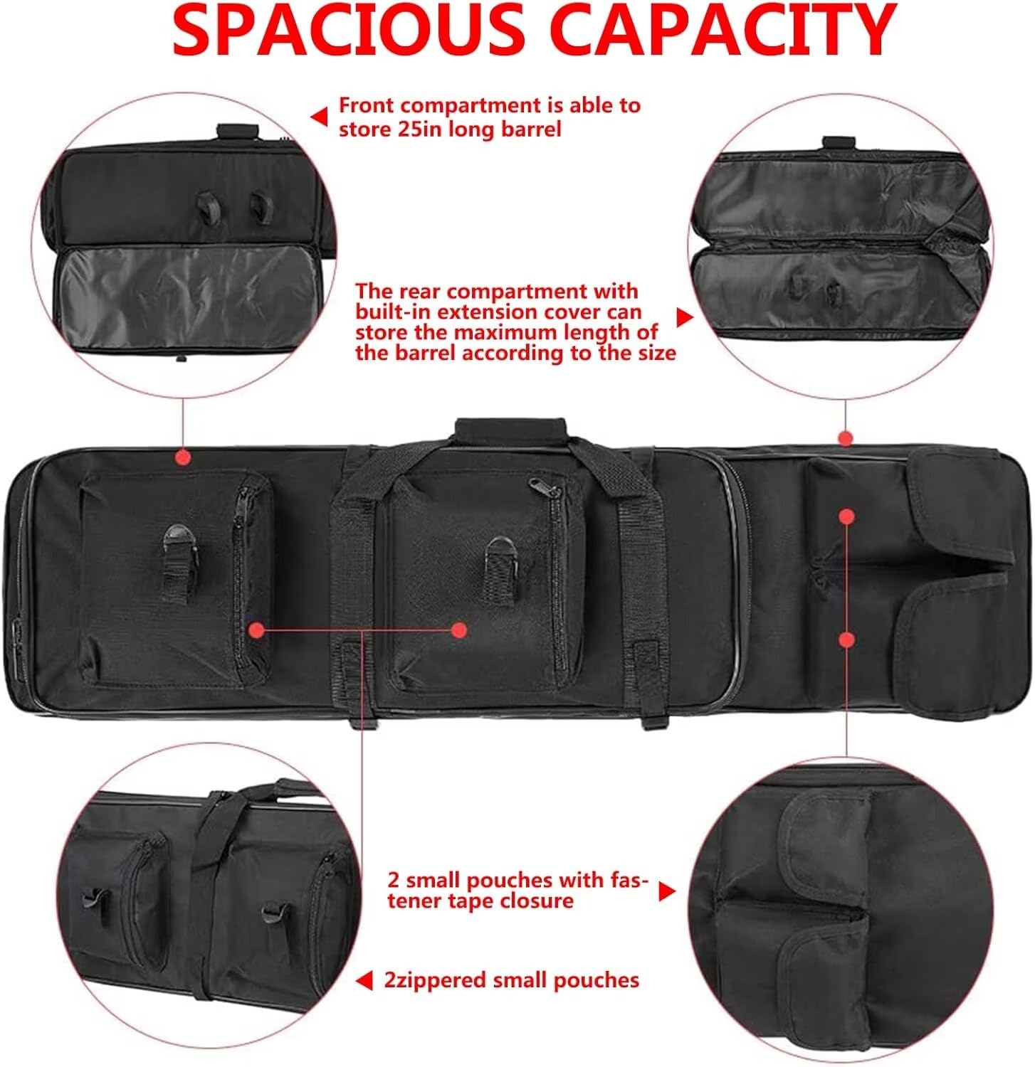 Generico Custodia per Fucili Borsa Tattica Lunga per Trasporto Fucili, Fodero per Fucile con Spallacci Cerniera Bloccabile Capienza circa 2 Fucili 2 Pistole