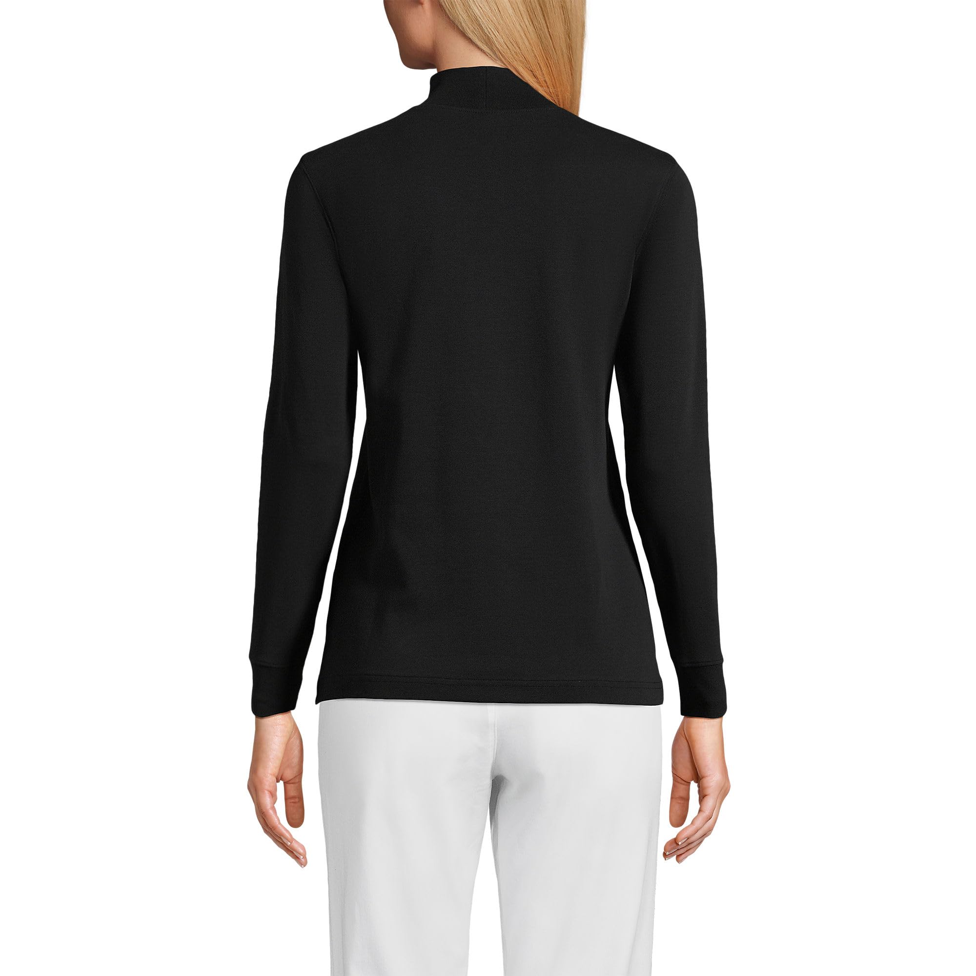 Lands' End Women's Relaxed Cotton Long Sleeve Mock Turtleneck Shirt