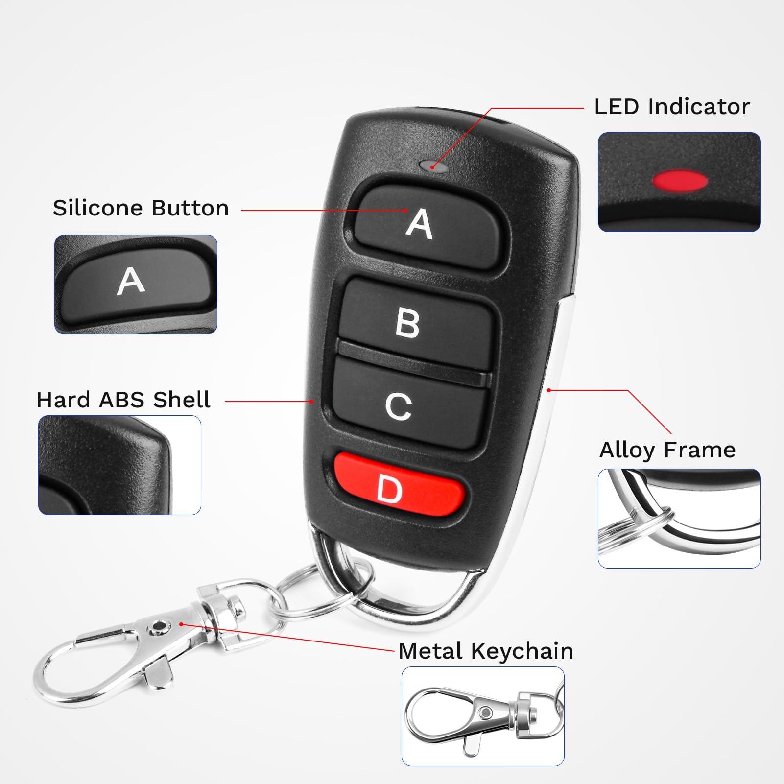 3 Stück Fernbedienung Garagentor 433 MHz Universal Garagentoröffner mit 4 Kanäle Klonen Handsender Garagentor Duplicator Garage Door Opener Kabellose Schlüsselbund Ersatz Fernschalter