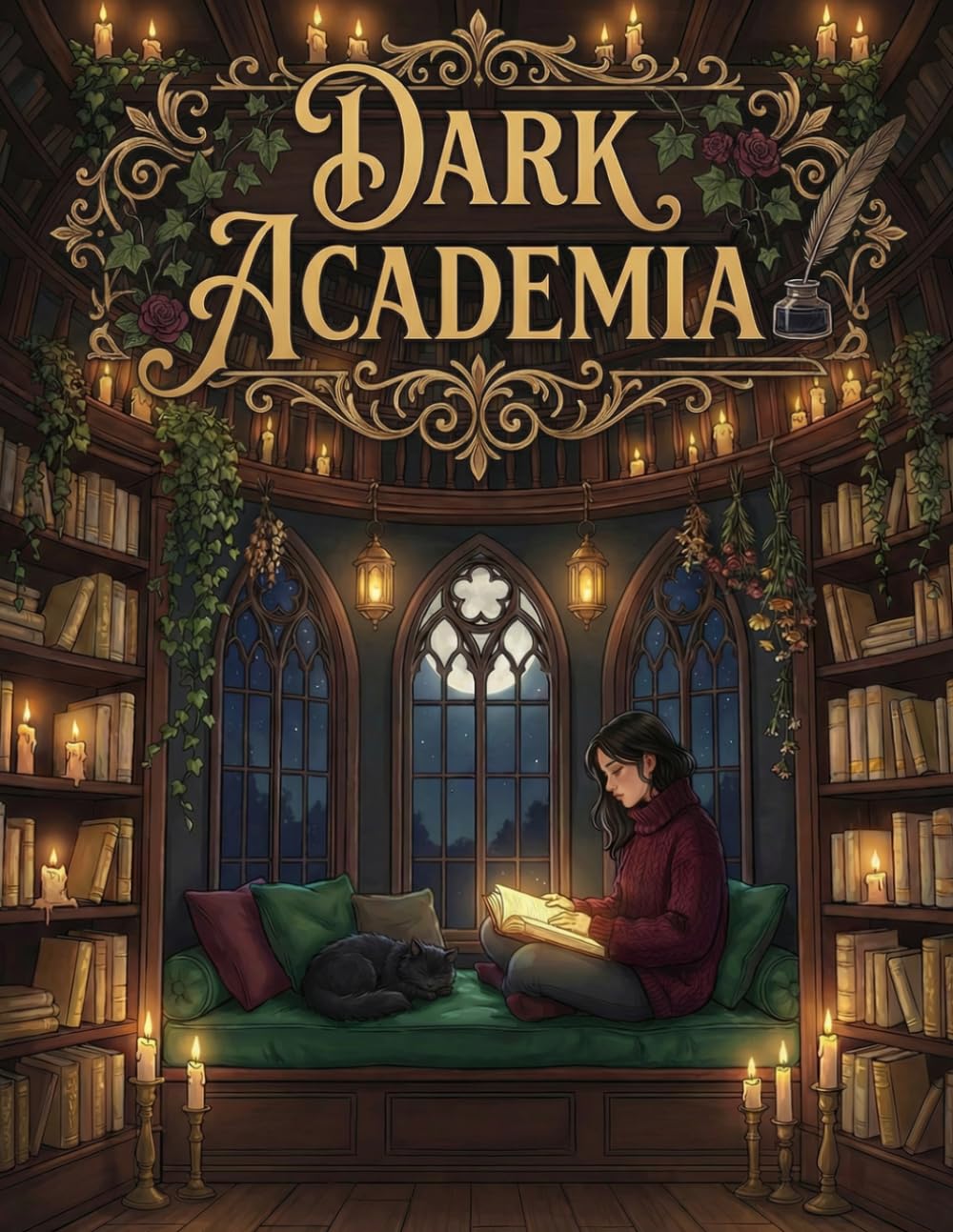 Cozy Dark Academia: Bold & Easy Gothic Illustrations for Adults