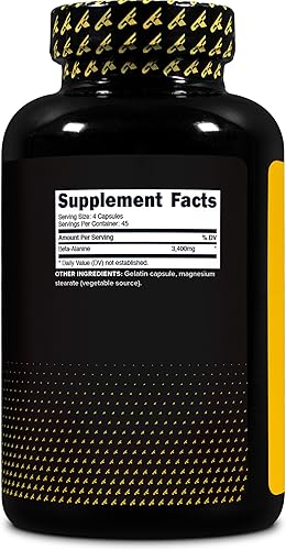 Miniatura 4 de Primaforce Beta Alanine Capsules 3,400mg, 180 Capsules (45 Servings) - Potent Beta-Alanine Supplement