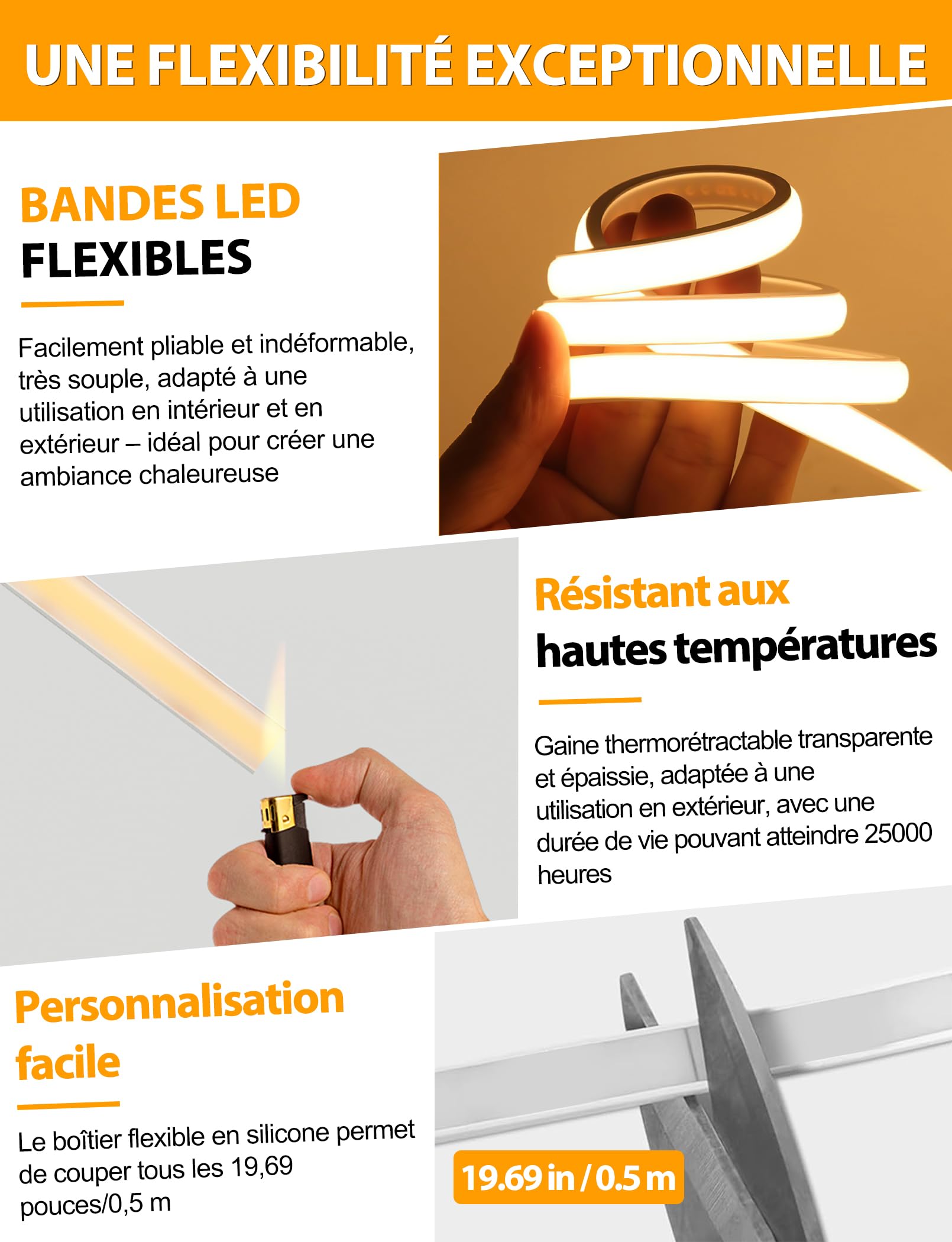 Lamomo Ruban LED COB 20m, Blanc Chaud Extérieur Étanche Bande Néon