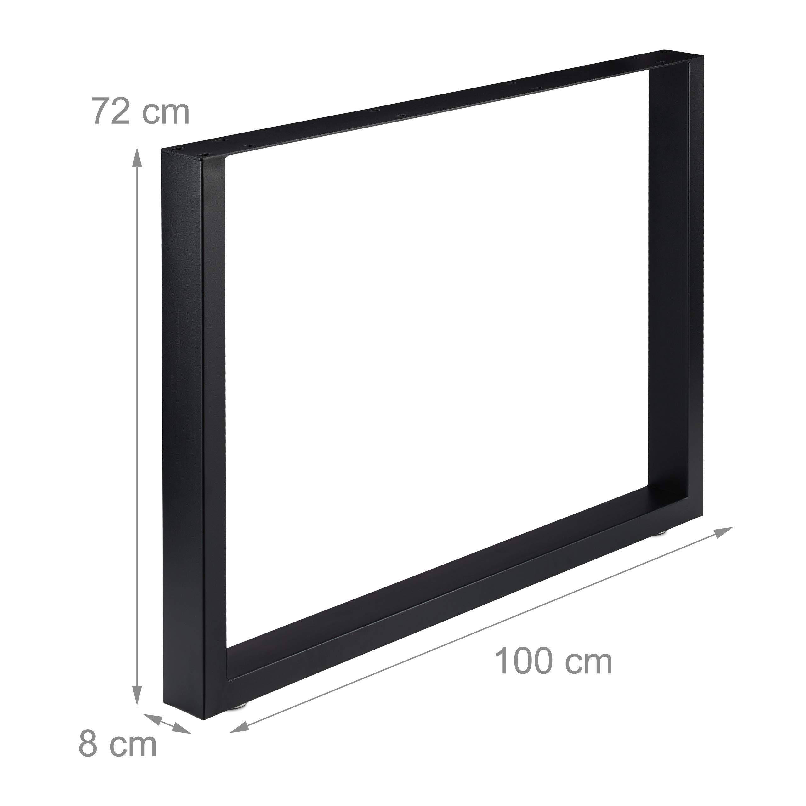 Relaxdays Tischkufen 2er Set, BxH: 100x72 cm, Metall Tischbeine Schreibtisch, Esstisch, Couchtisch, Industrial, schwarz