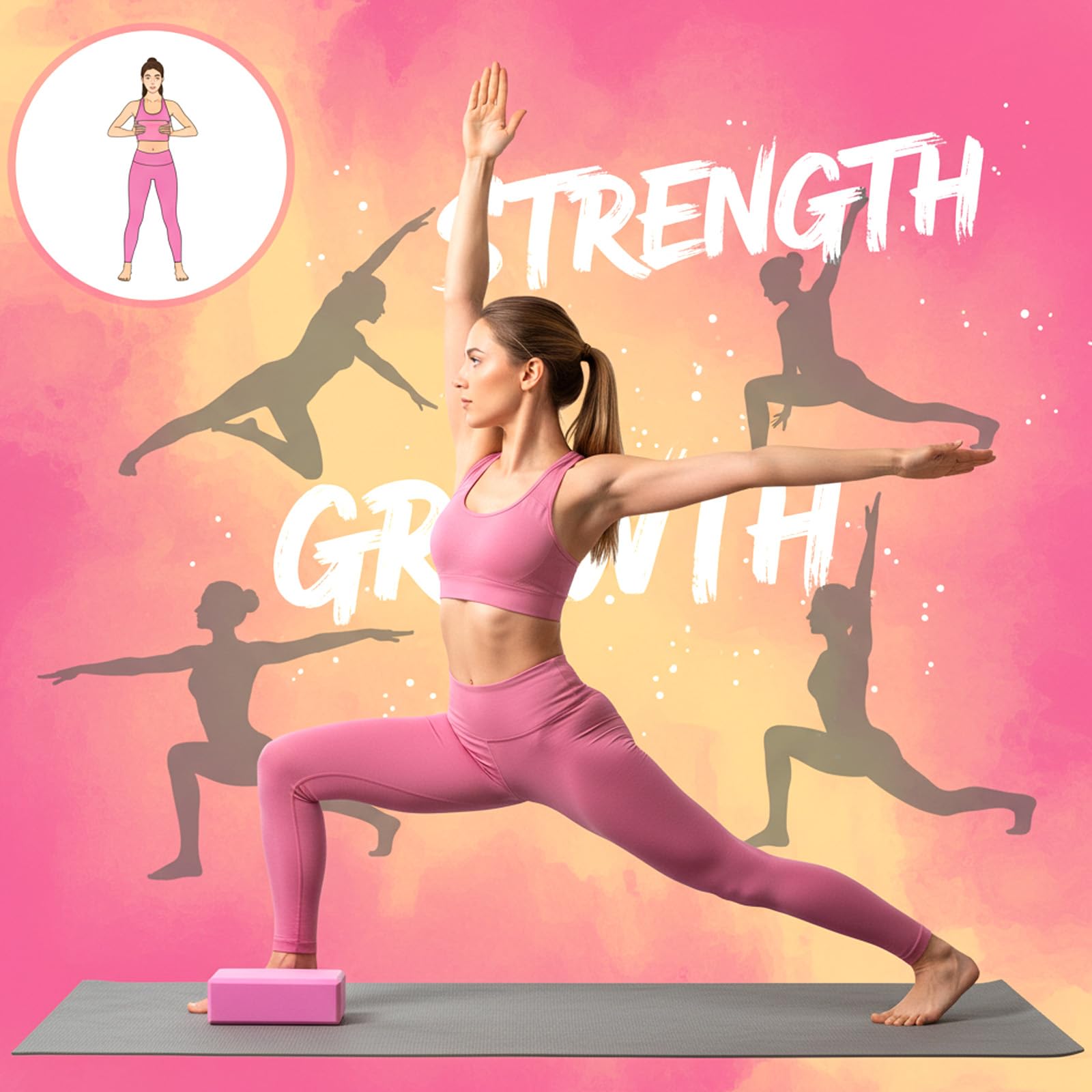 Yoga-Blöcke, 22,9 x 15,2 x 8,9 cm, EVA-Schaum, leicht, rutschfest, Yoga-Requisiten, fest und stützend, für Yoga, Pilates, Dehnen, Meditation, 6 Stück