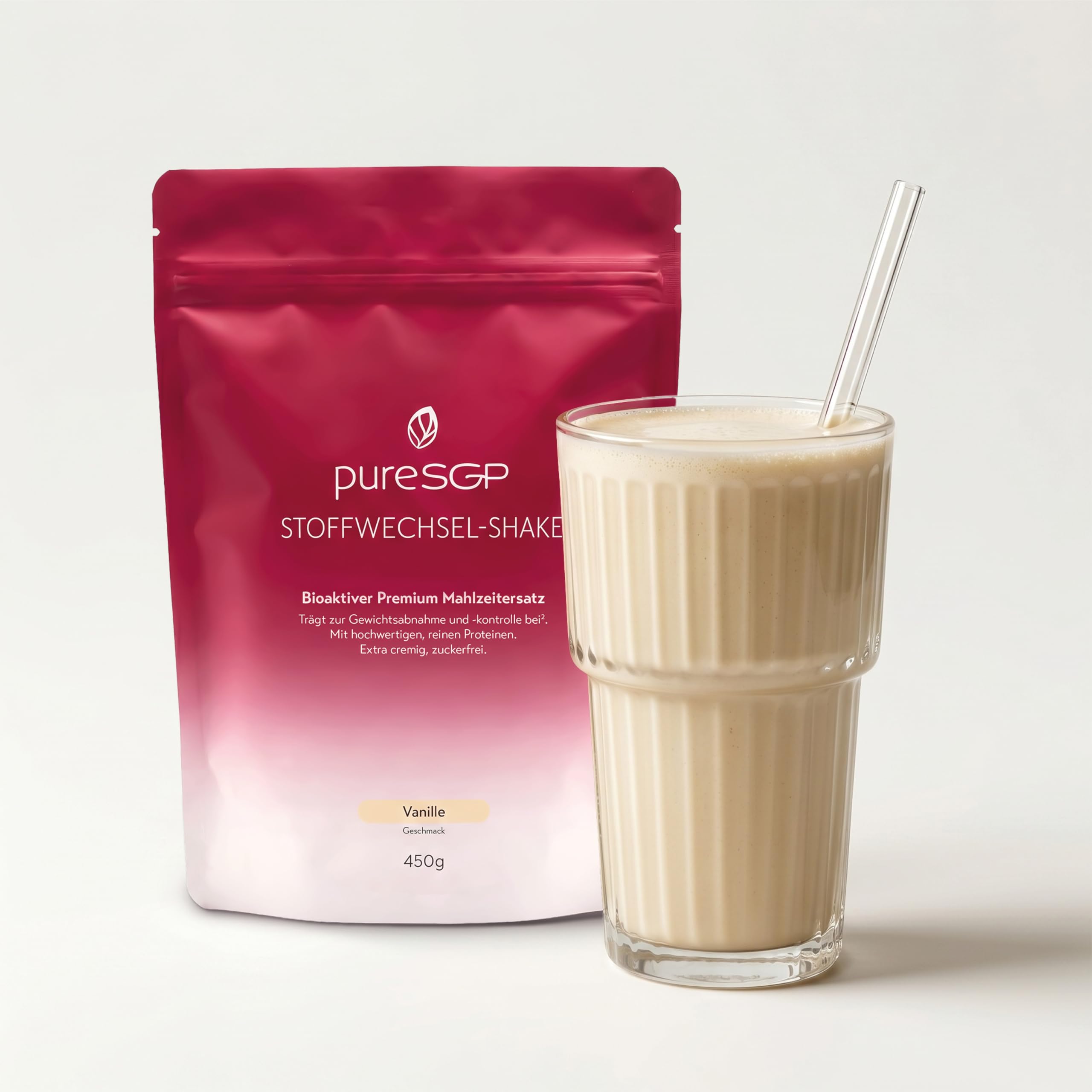 pureSGP® Stoffwechsel-Shake Vanille [450g]: Premium Abnehm-Shake aktiviert Stoffwechsel, cremig & sättigend