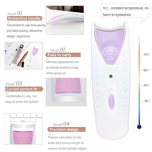 Miniatura 5 de Rizadores de pestañas calentados, rizador de pestañas eléctrico de mano, herramienta de rizado de pestañas, herramientas de maquillaje de pestañas