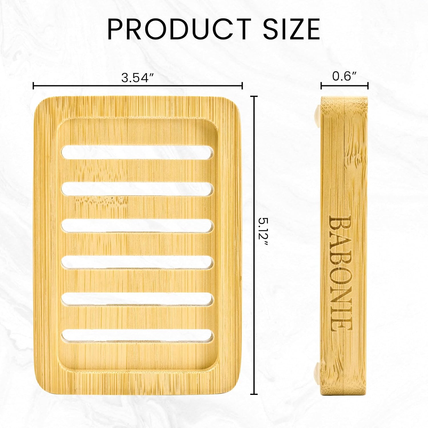 2 Pack FSC Bamboo Soap Dish, Slotted Self-Draining Bar Soap Holder image 2