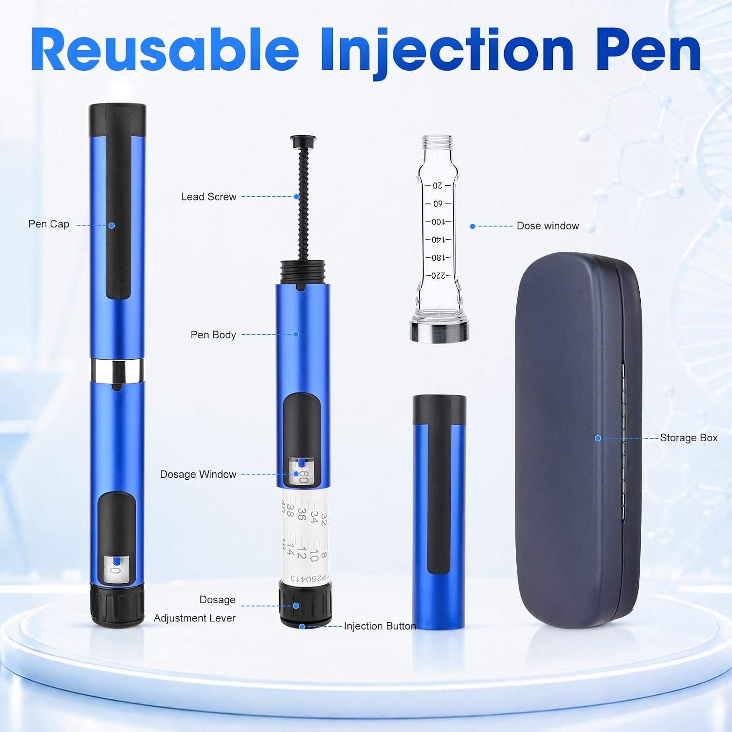 60 Unit Peptide Pen Injector, Reusable V2 Pen with Protect Case