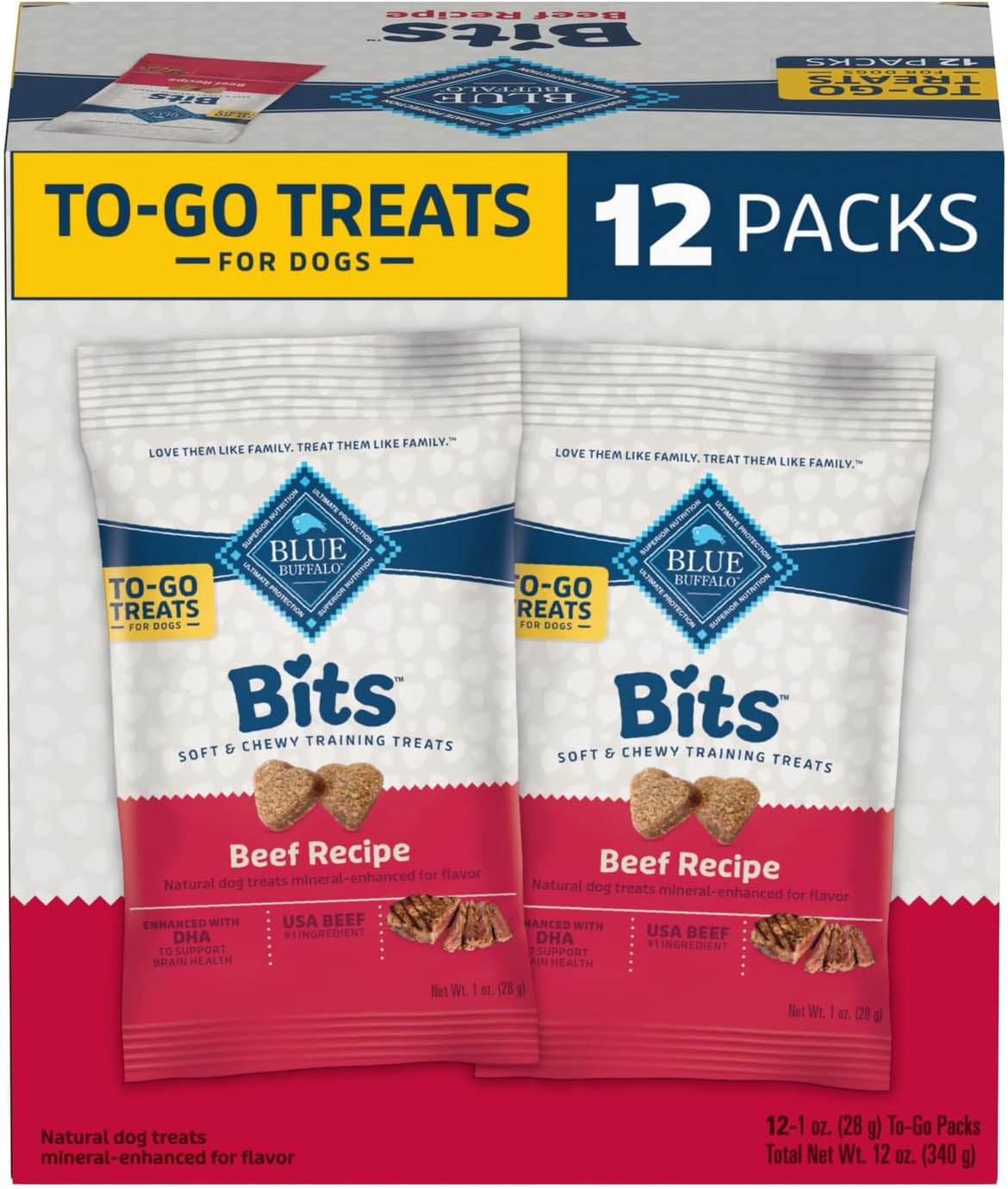 Blue Buffalo BLUE Bits Pure Gentle-Moist Coaching Canine Treats TO-GO, Beef Recipe 1-oz Luggage (Pack of 12)