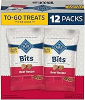 Blue Buffalo Bits Soft Moist Beef Dog Training Treats, Natural 1oz To-Go Packs (12 Pack) - Real Beef & DHA