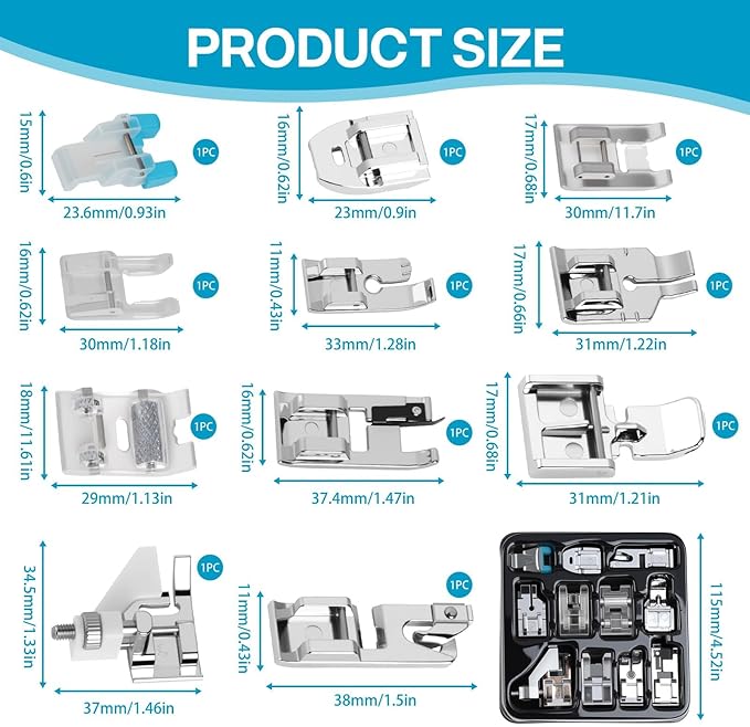 11 Piezas Prensatelas para Máquina de Coser, Pie para Cremallera Invisible miniatura 4