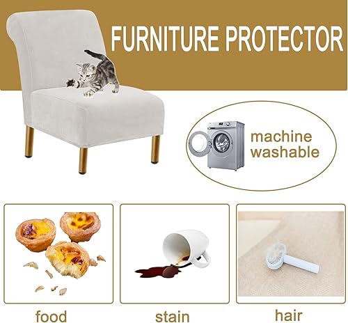 Miniatura 3 de HAOYONG Funda para silla decorativa sin brazos, funda de terciopelo elástico para silla, fundas protectoras de muebles para sala de estar, comedor,