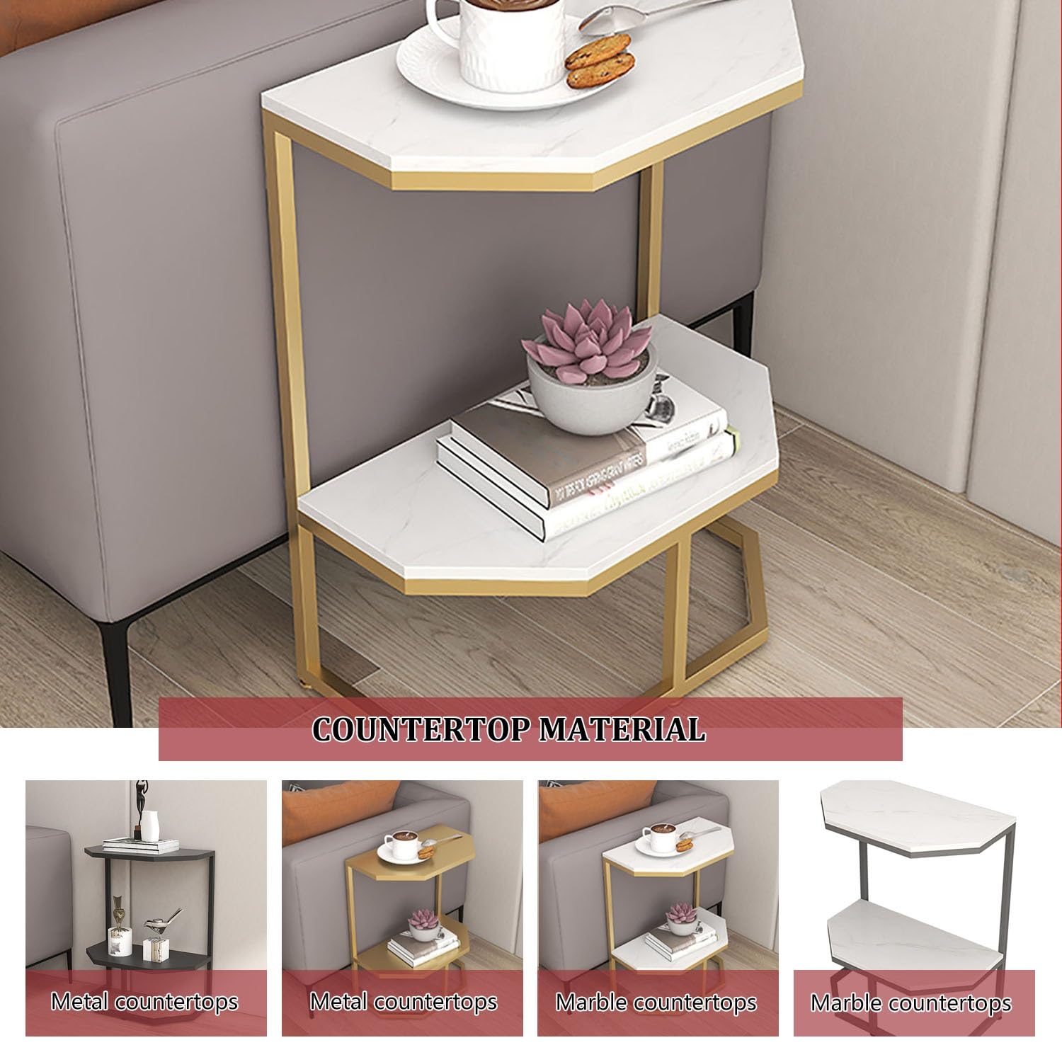 Table D Appoint Salon, Table D'appoint De Canapé, Petite Table Basse, Table D Appoint Salon Dore, Stand De Nuit, Table De Chevet, Petite Table Moderne Pour Salon, Chambre(White,40*20*50cm)