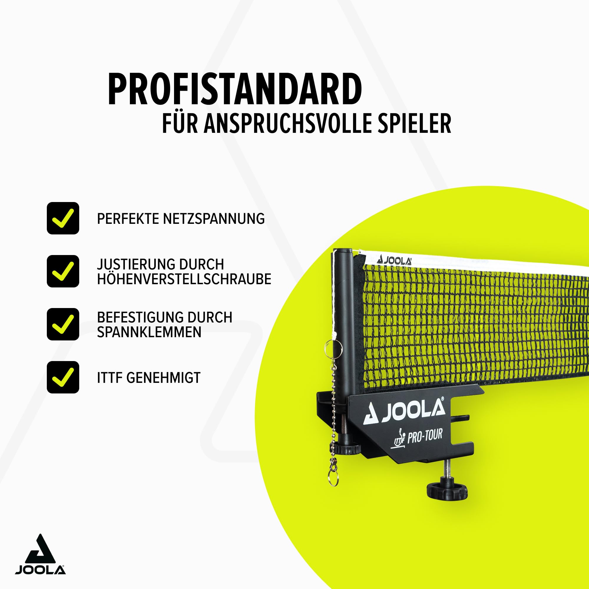 Joola Unisex – Erwachsene Post-Set Pro Tour Tischtennisnetz, Schwarz, 152cm