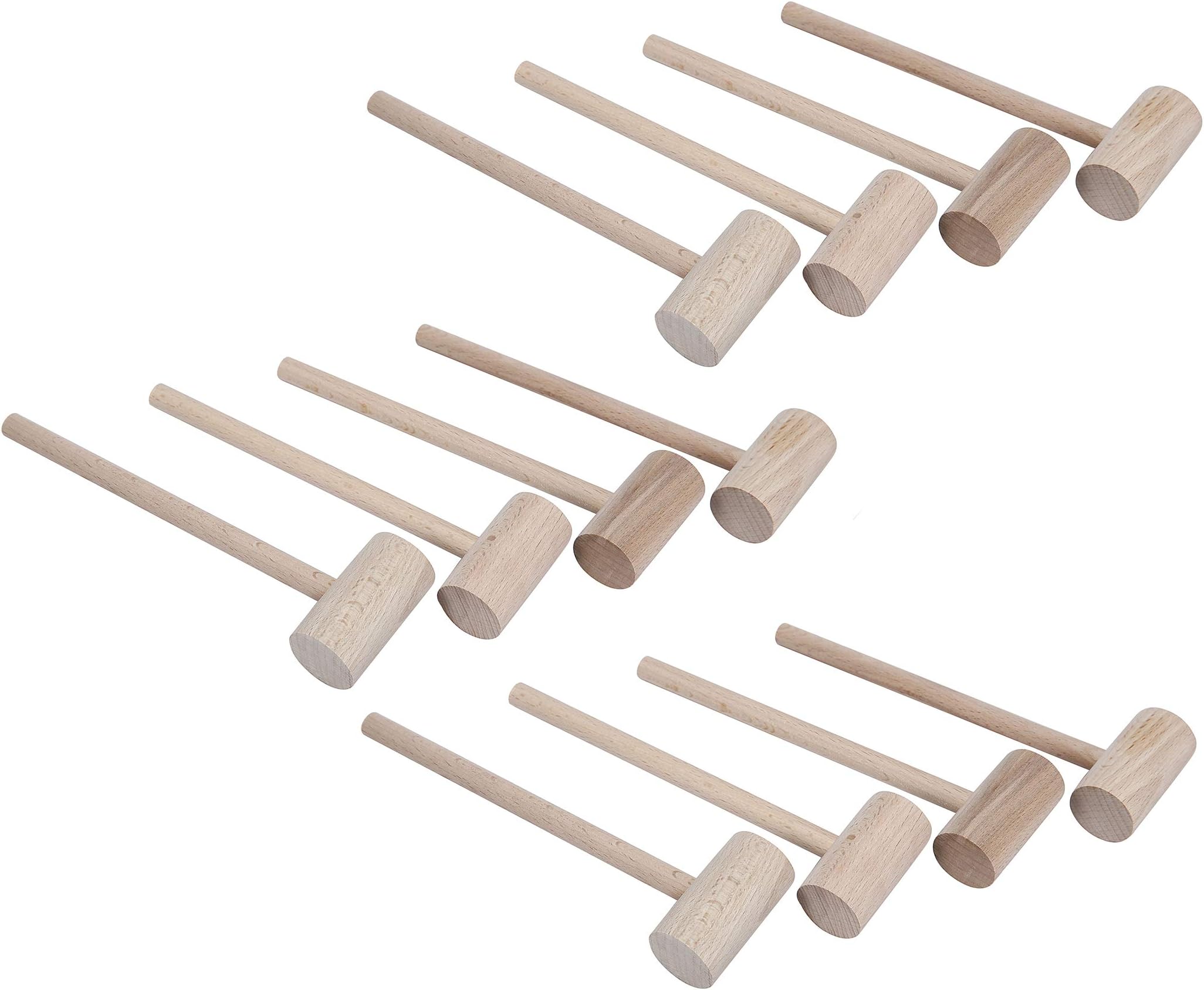12 Pack Wooden Crab or Lobster Mallets Seafood Hammers, Natural Beechwood