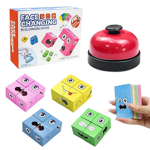 Ausdruck Spielzeug Würfelpuzzle, Würfel Puzzle, Bauen Würfeln Zauberwürfel Spielzeug, für Kinder ab 3 Jahren, Interaktion Spielzeug Holz Matching Game für Kinder Thinking