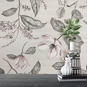 Inova Papel de Parede Adesivo Floral Lavável Floral Cinza 5 Metros x 45 cm