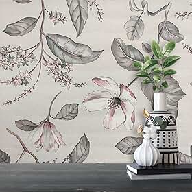 Inova Papel de Parede Adesivo Floral Lavável Floral Cinza 5 Metros x 45 cm