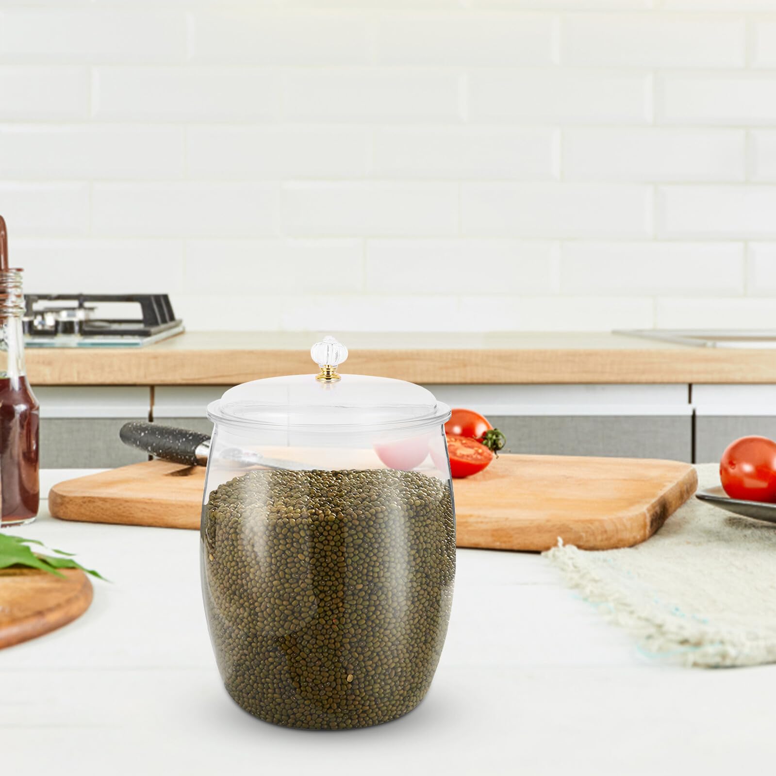Veemoon Frasco Hermético Transparente de 65L para Alimentos y Fermentación Tarro Multiusos para Encurtidos Granos y Verduras Recipiente de Almacenamiento para Cocina y Despensa