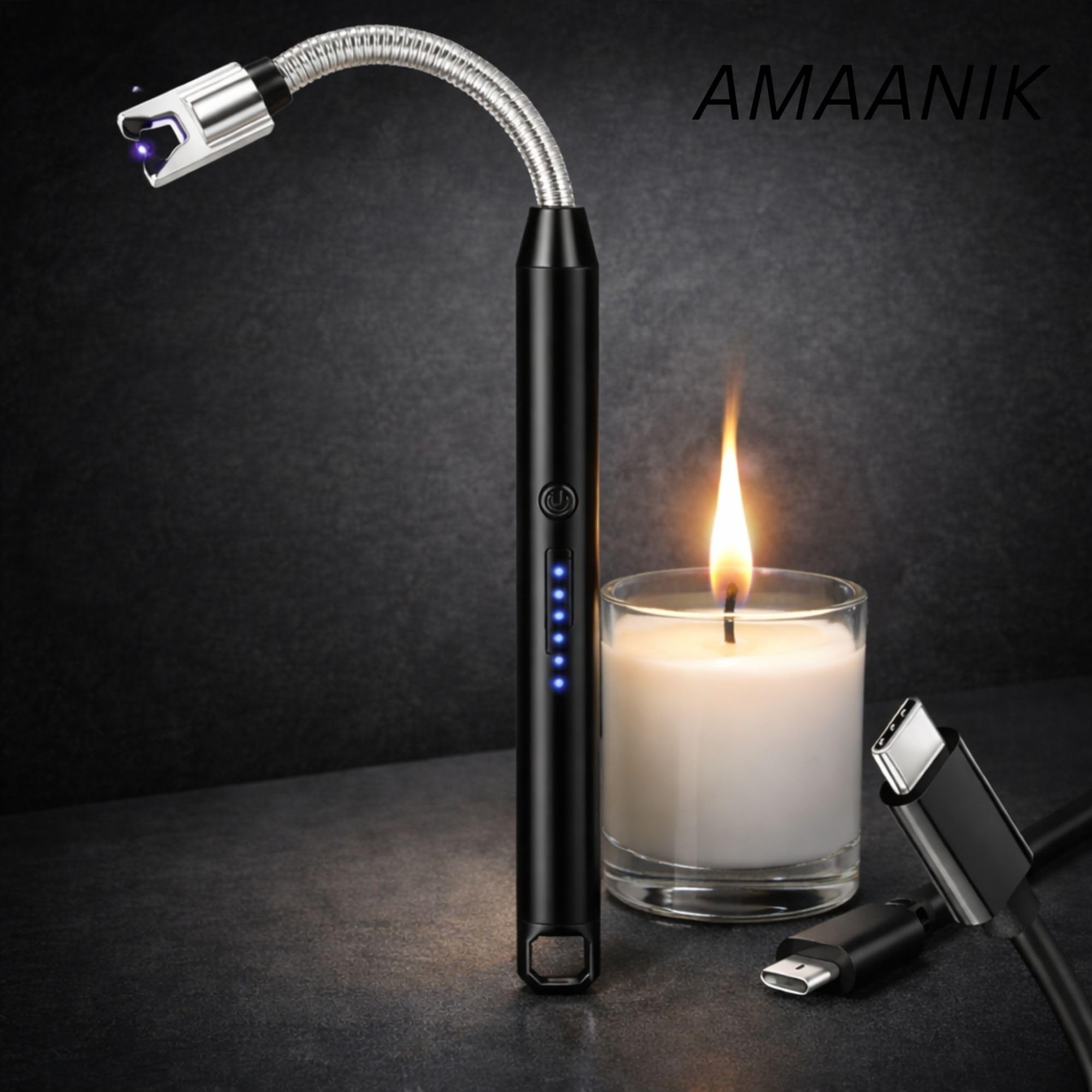 USB Rechargeable Electric Lighter with Type-C Charging, 360° Flexible Neck, Windproof flameless arc. Ideal for Kitchen, Gas Stove, Candles, Diya Lighting. Safe, Durable, Multi-Purpose use-image-34