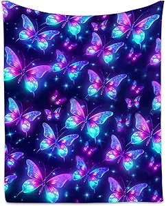 Butterfly Blanket, Cute Soft Throw Gifts for Girls, Cozy Flannel Throw Blankets for Couch Office, 40"x50"