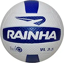 Bola de Vôlei Profissional Rainha Texturizada 3.5 Azul e Branca Quadra e Areia | Oficial Costurada | Câmara Butílica | Ideal para Treino, Jogos, Lazer.