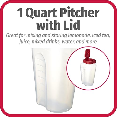 Miniatura 4 de GoodCook Botella de 1 cuarto de galón: jarra mezcladora sin BPA con tapa, cierre a presión, tapa fácil de verter, recipientes de bebidas para