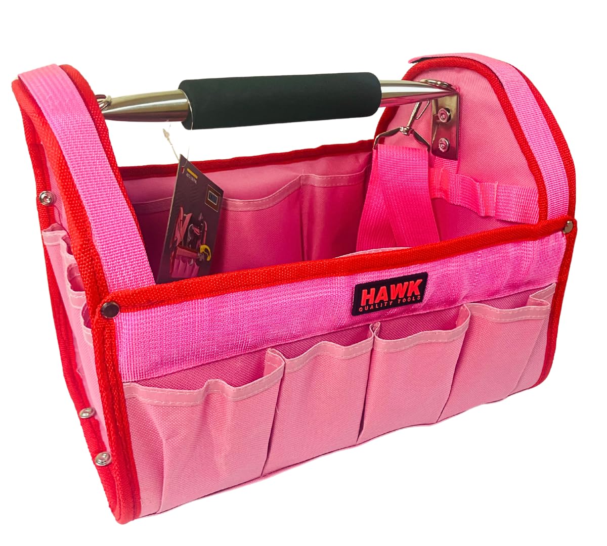 12.5" Pink Tool Carry-All Tool Bag | Premium Canvas with Multi-Pockets | Metal Handle & R…