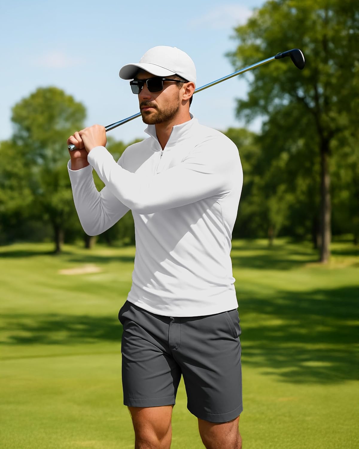 Boladeci Men's UPF 50+ Sun Shirts 1/4 Zip Long Sleeve SPF UV Protection Lightweight Quick Dry Quarter Zip Golf Shirts - Image 3